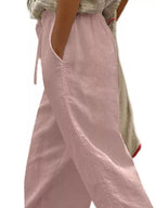 Casual Linen Drawstring Cropped Pants (10)