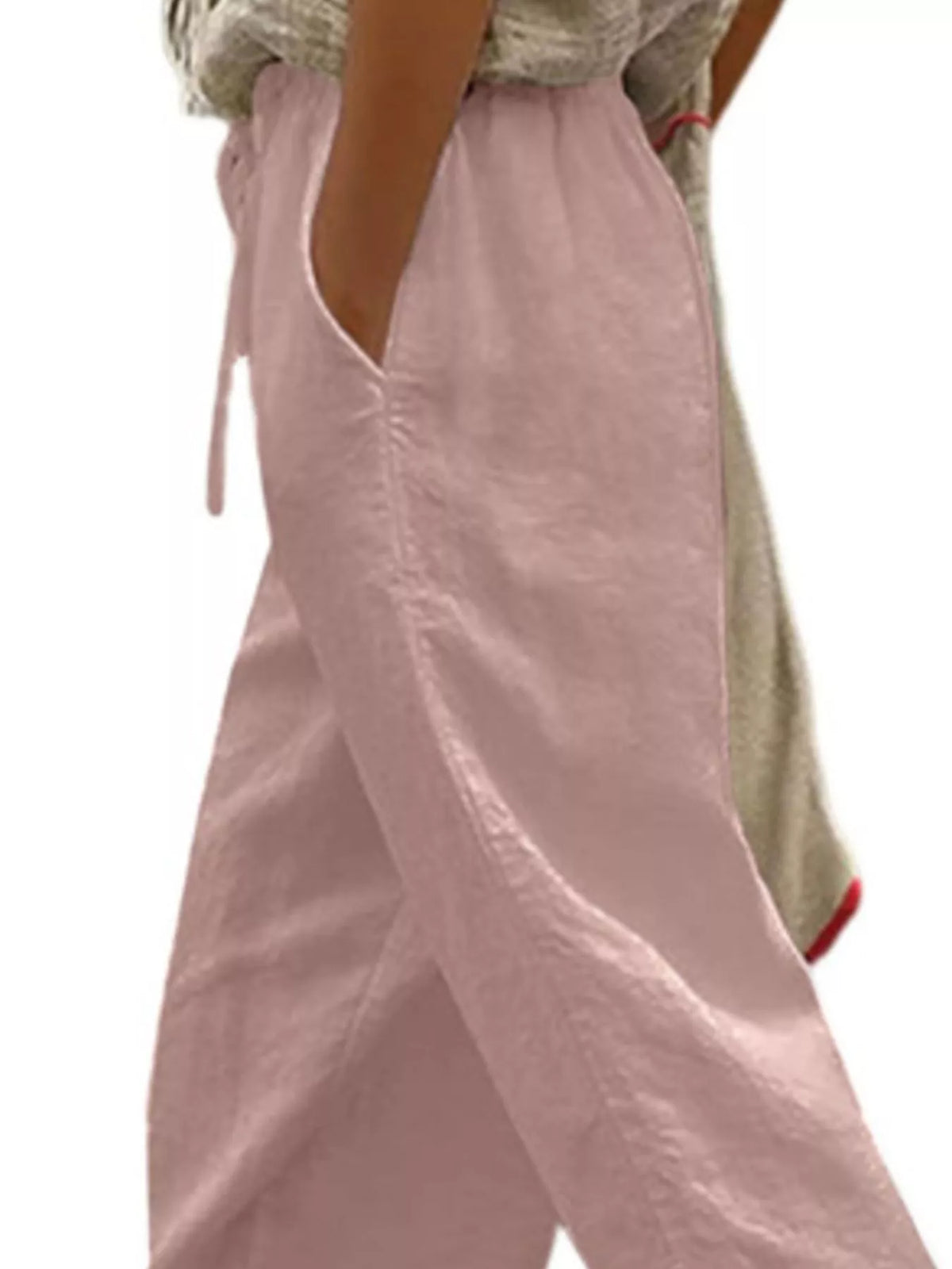 Casual Linen Drawstring Cropped Pants (10)