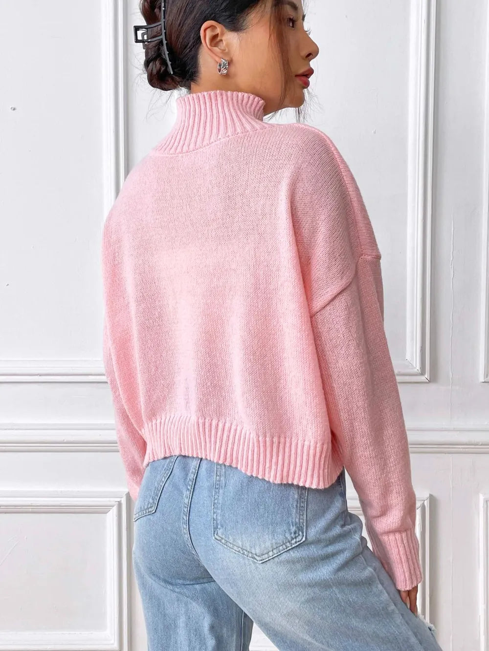 Flower Turtleneck Long Sleeve Sweater (8)