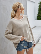 Boat Neck Dropped Shoulder Sweater (10)