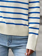 Striped Collared Neck Knit Top (6)