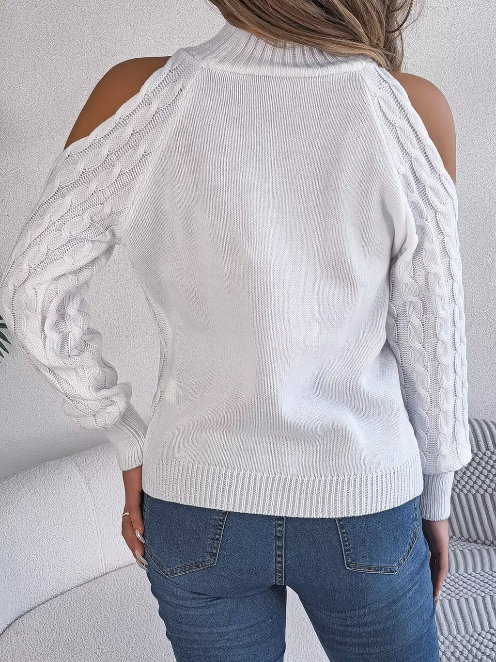 Cable Knit Cold Shoulder Turtleneck Sweater (27)