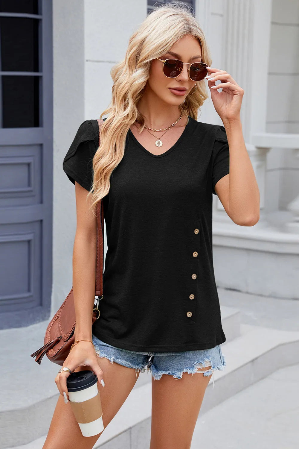 V-neck Short Sleeve T-shirt (30)