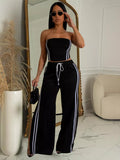 Sleeveless Tube Top Wide Leg Pants Set