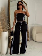 Sleeveless Tube Top Wide Leg Pants Set