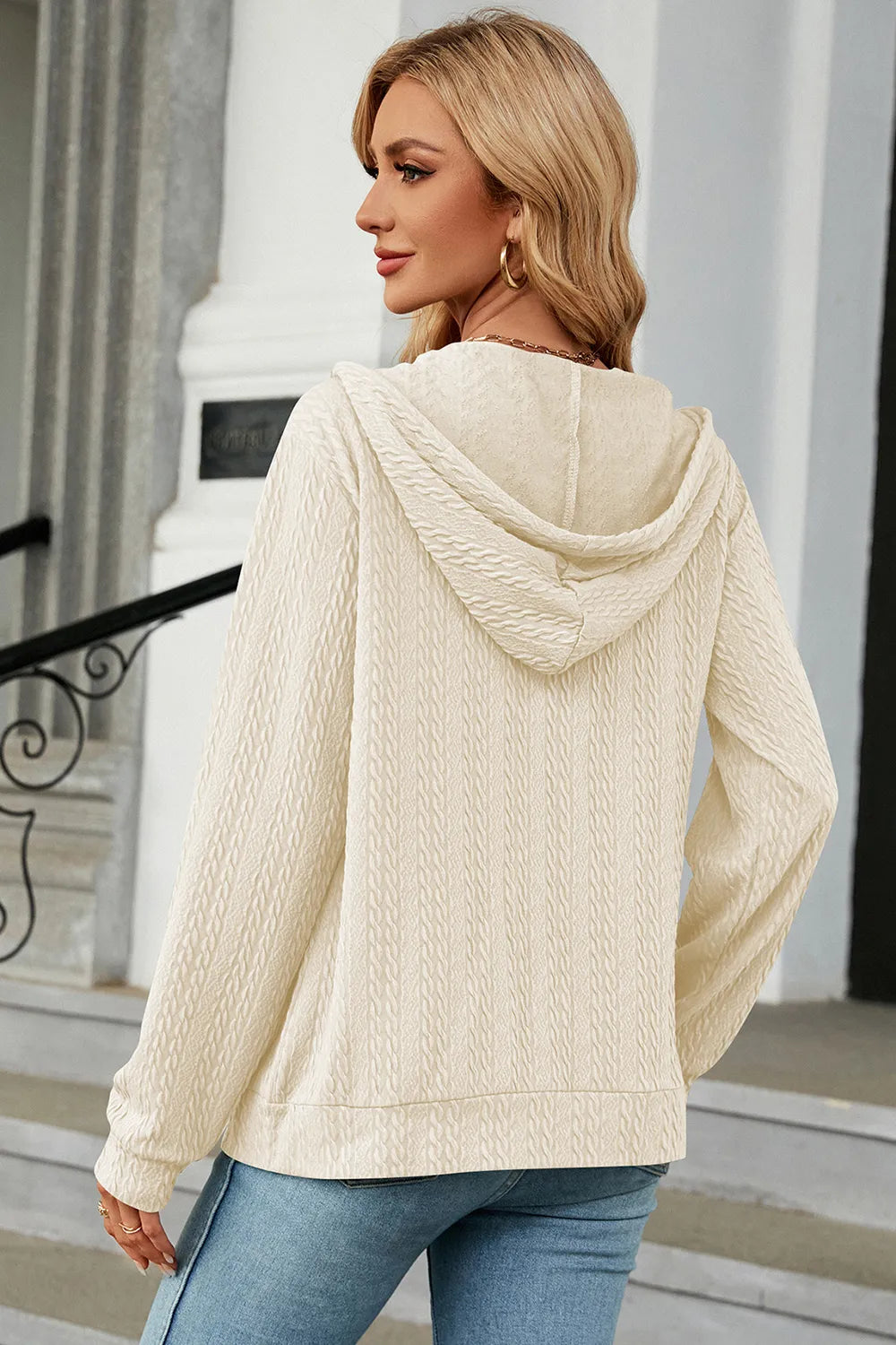Drawstring Zip Up Long Sleeve Hoodie (24)