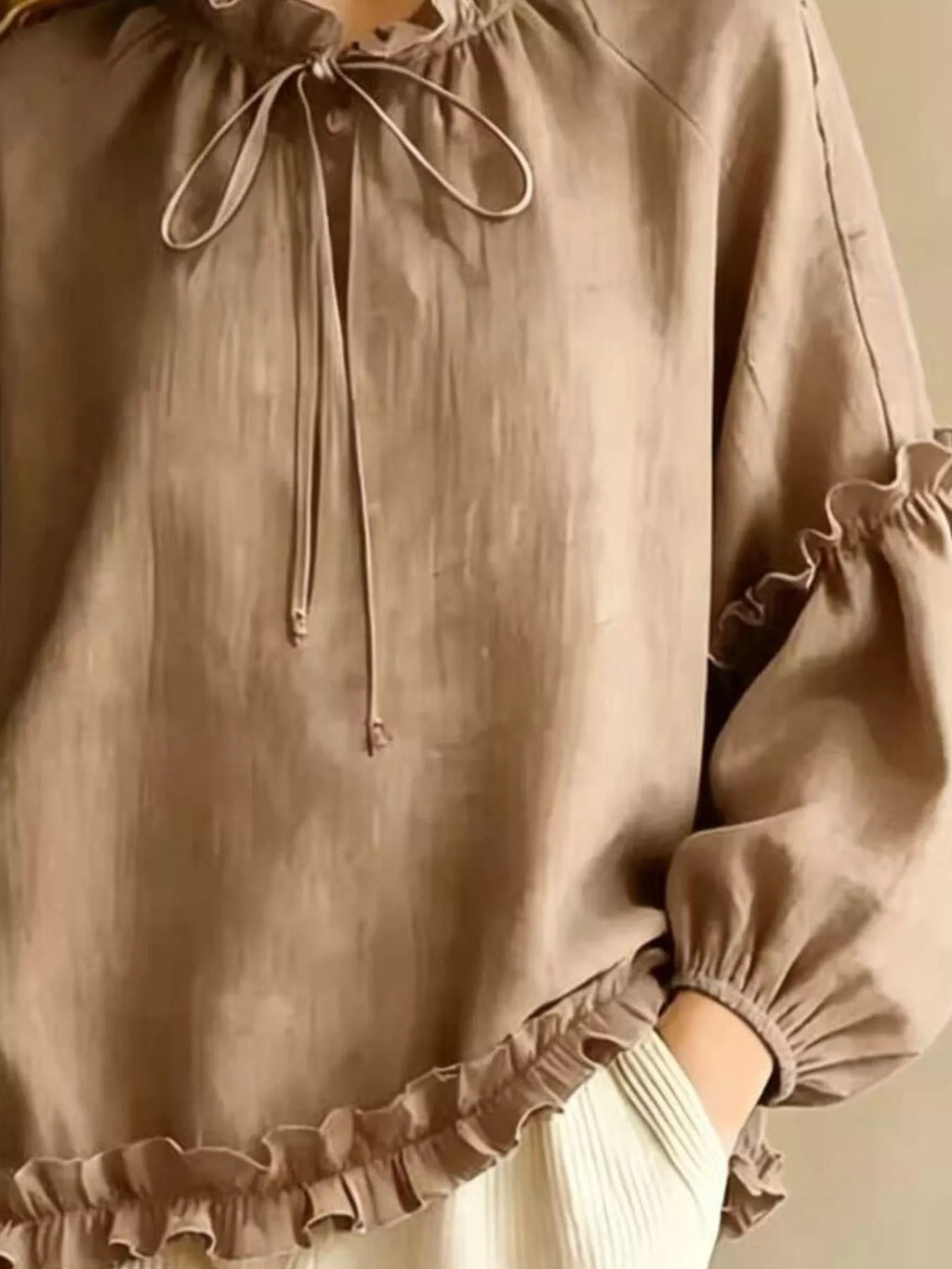 Frill Balloon Sleeve Blouse (12)
