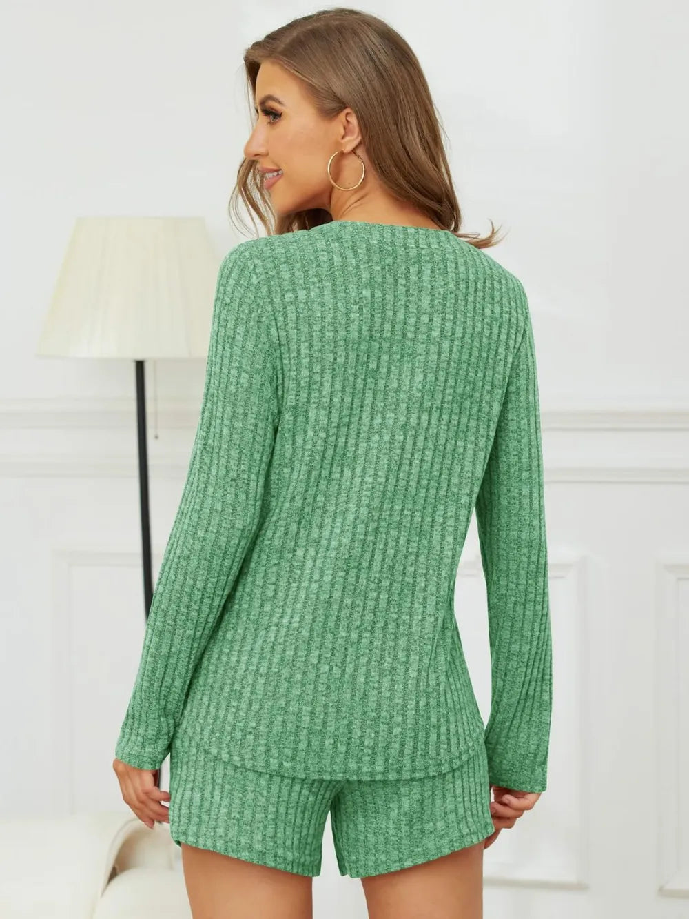 Ribbed Round Neck Top Shorts Set (24)