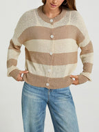 Casual Striped Button-down Knit Cardigan (5)