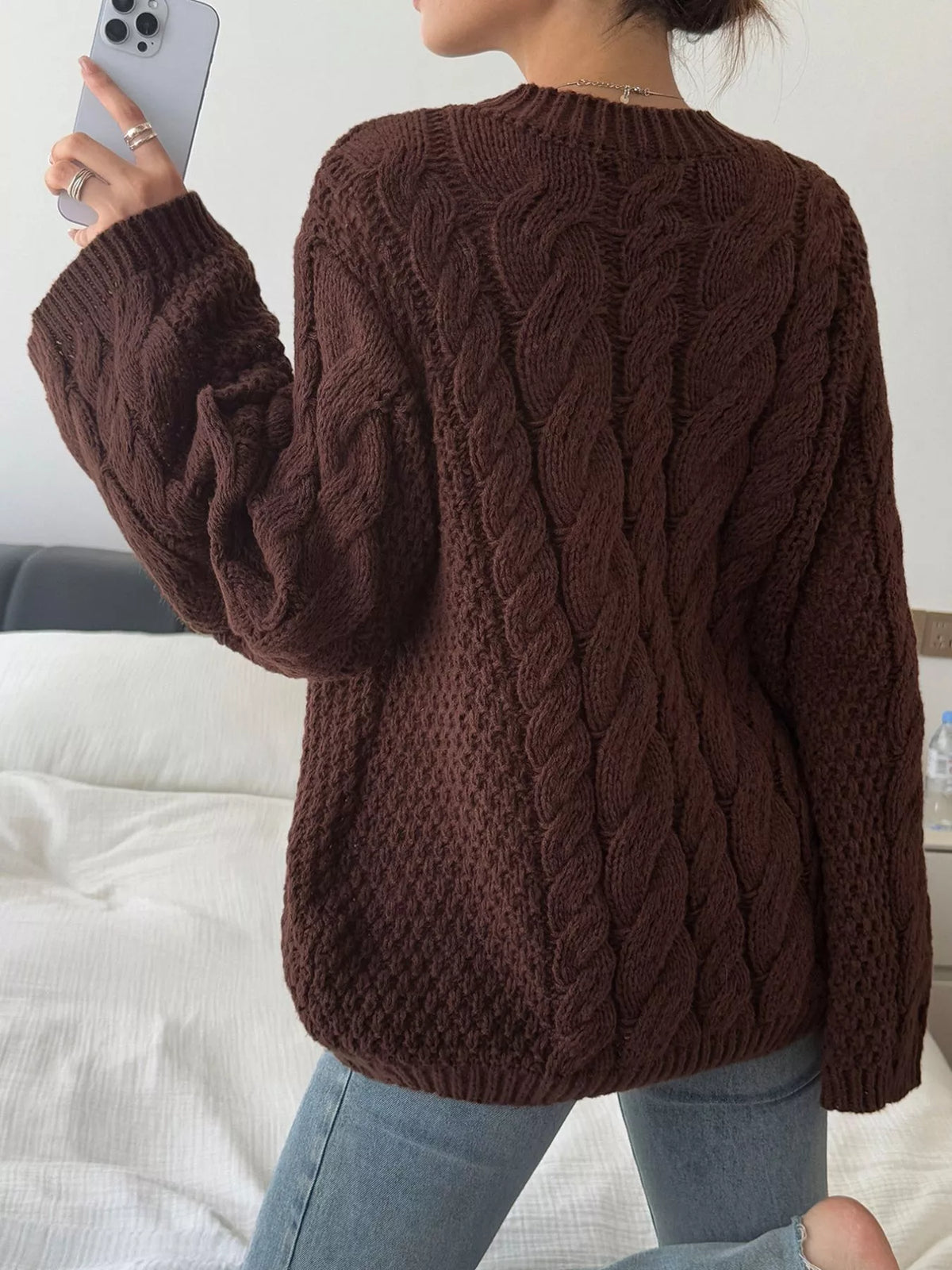 Cable Knit Round Neck Sweater (12)