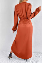 Satin Balloon Sleeve Midi Dress (19)