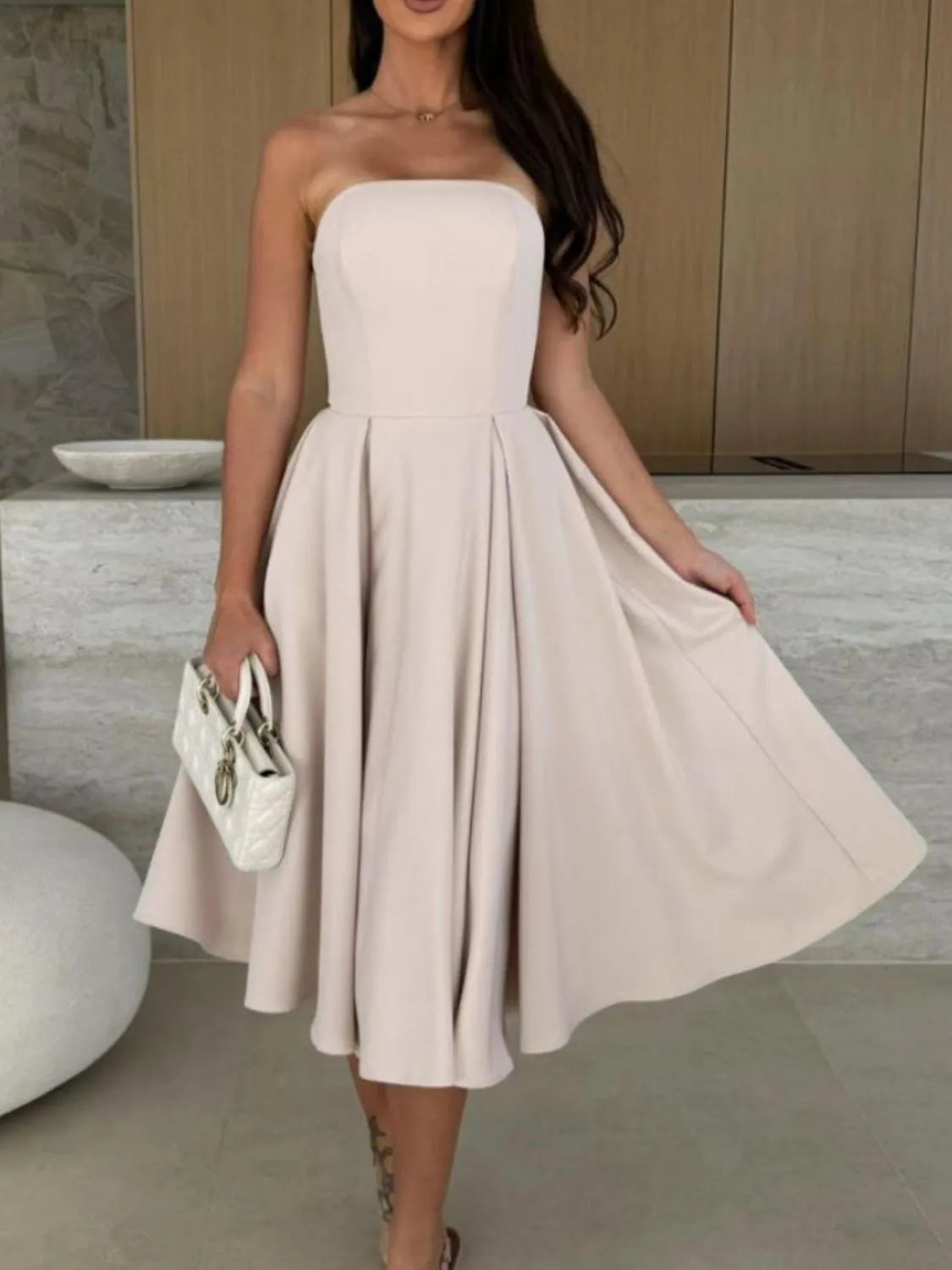 Solid Color Tube Midi Dress (18)