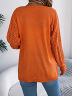 Openwork Open-front Long Sleeve Cardigan (2)
