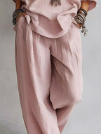 Off-shoulder Loose Fit Top Pants Two-piece Set (3)