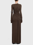 Ruched Long Sleeve Maxi Dress (2)