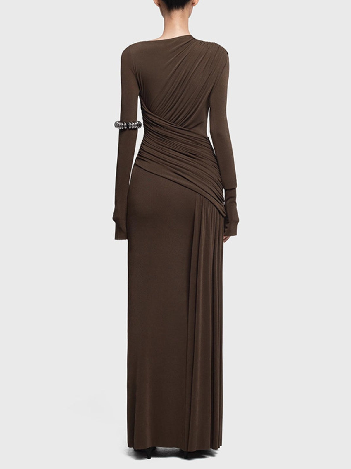 Ruched Long Sleeve Maxi Dress (2)