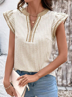 Striped Ruffle Sleeve Blouse (20)