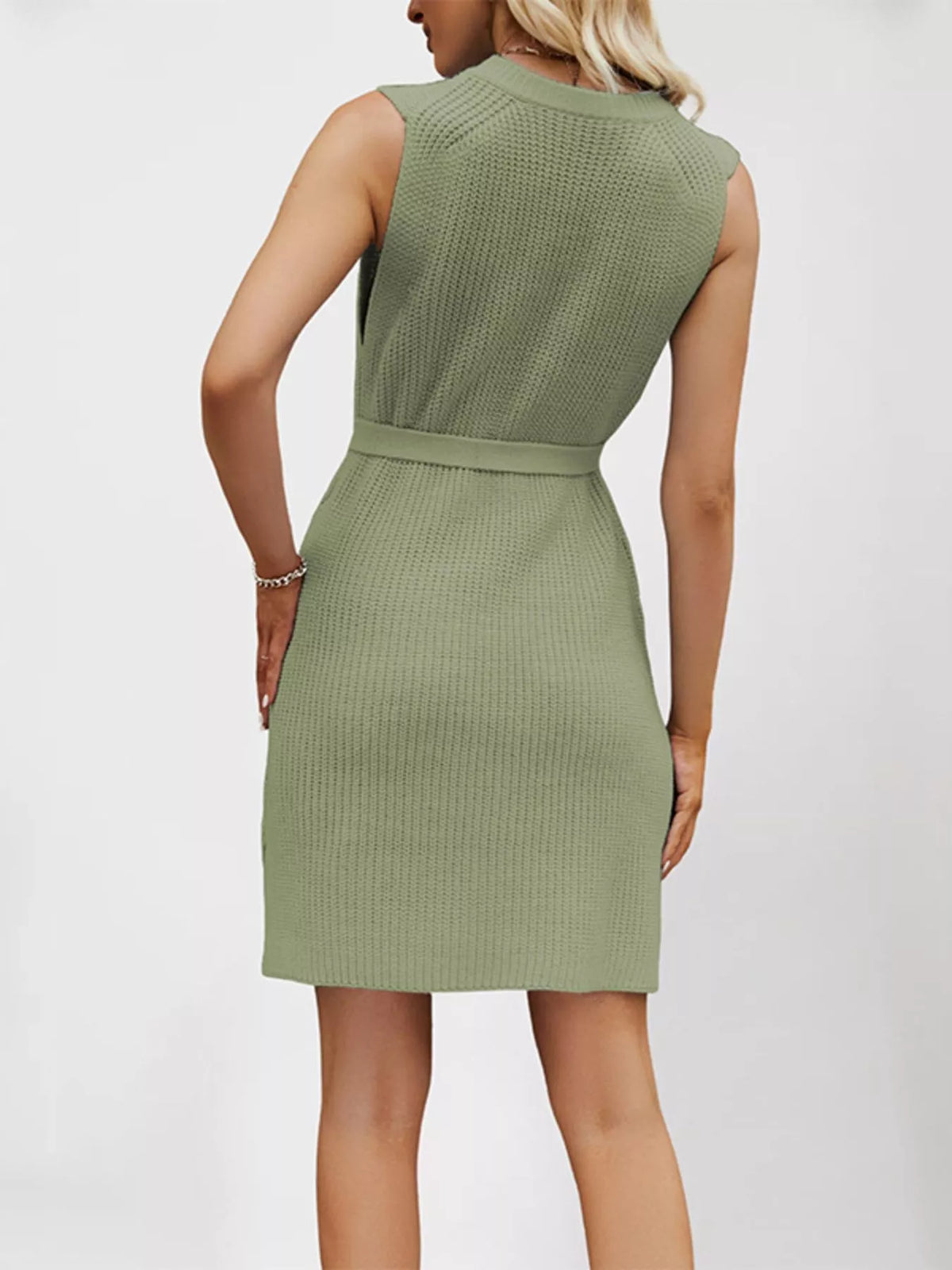 Round Neck Sleeveless Knit Mini Dress (4)