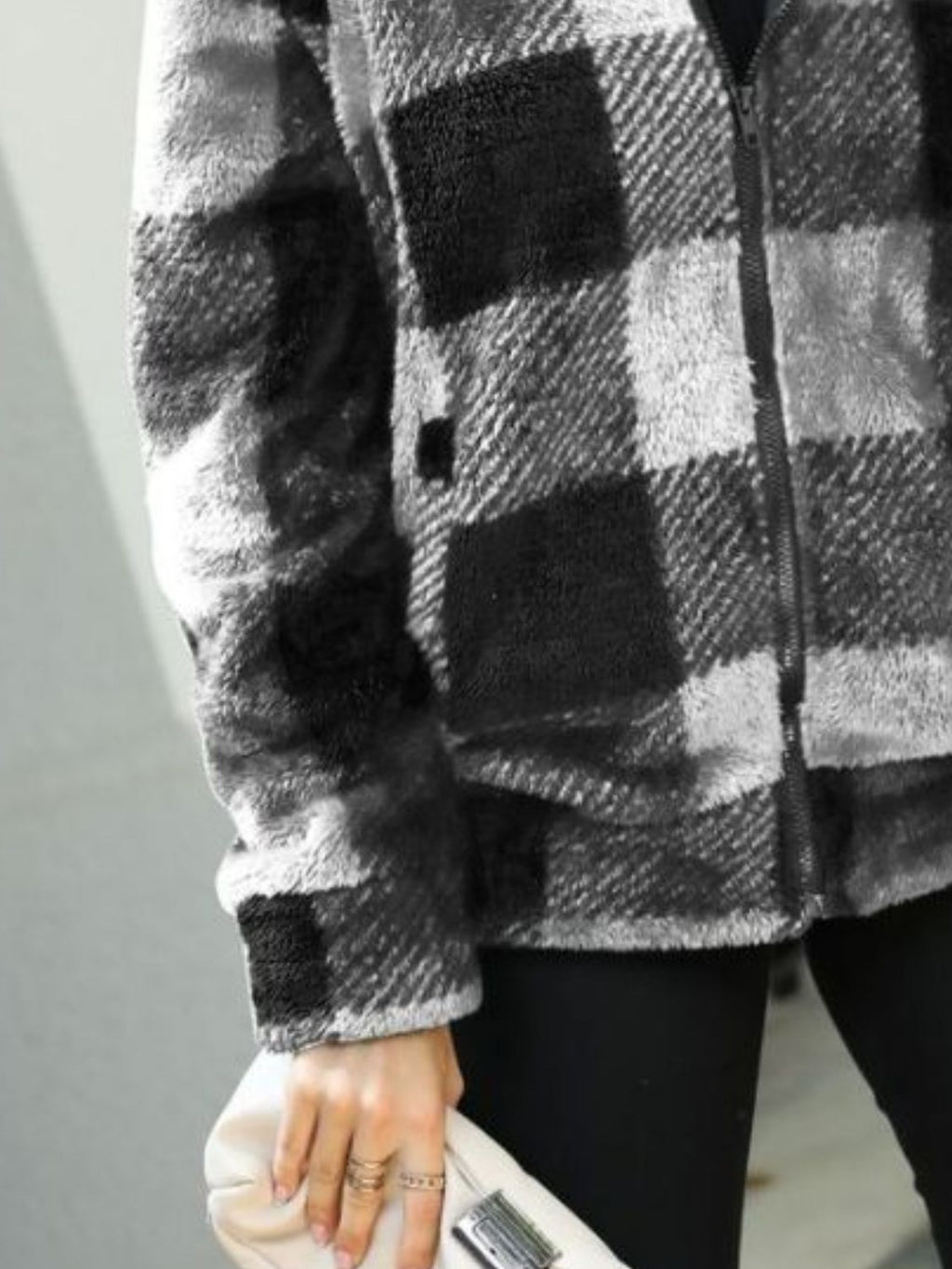 Plaid Zip-up Collared Jacket (6)