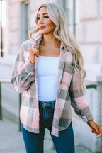Plaid Button Up Dropped Shoulder Jacket (8)