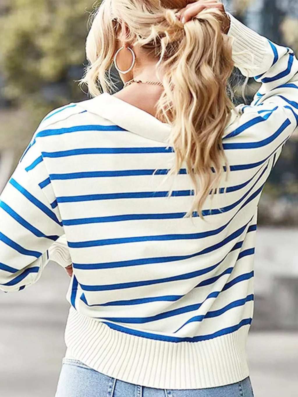 Ribbed Hem Long Sleeve Striped Sweater (8)