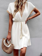V-neck Short Sleeve Mini Dress (4)