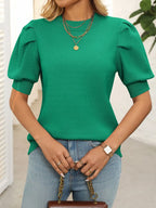 Mock Neck Puff Sleeve Sweater (2)