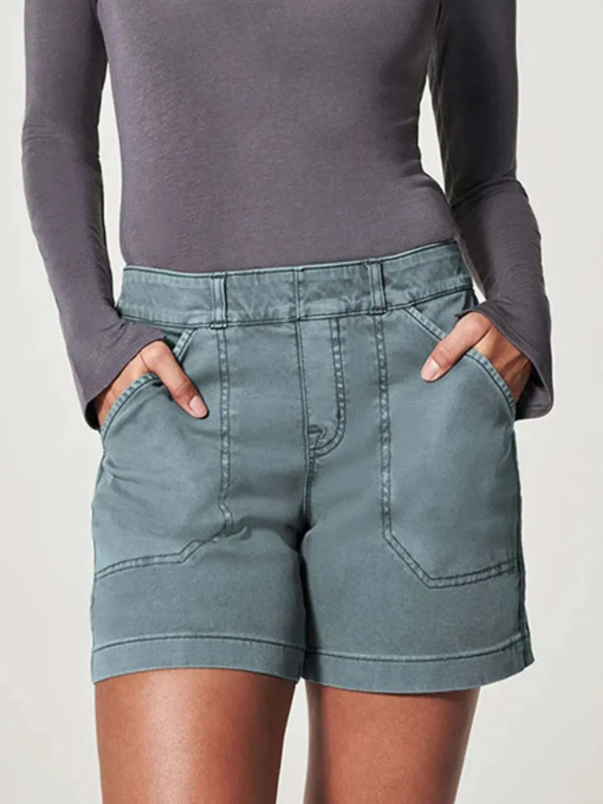 Full Size Vintage Washed Denim Shorts Pockets Plus