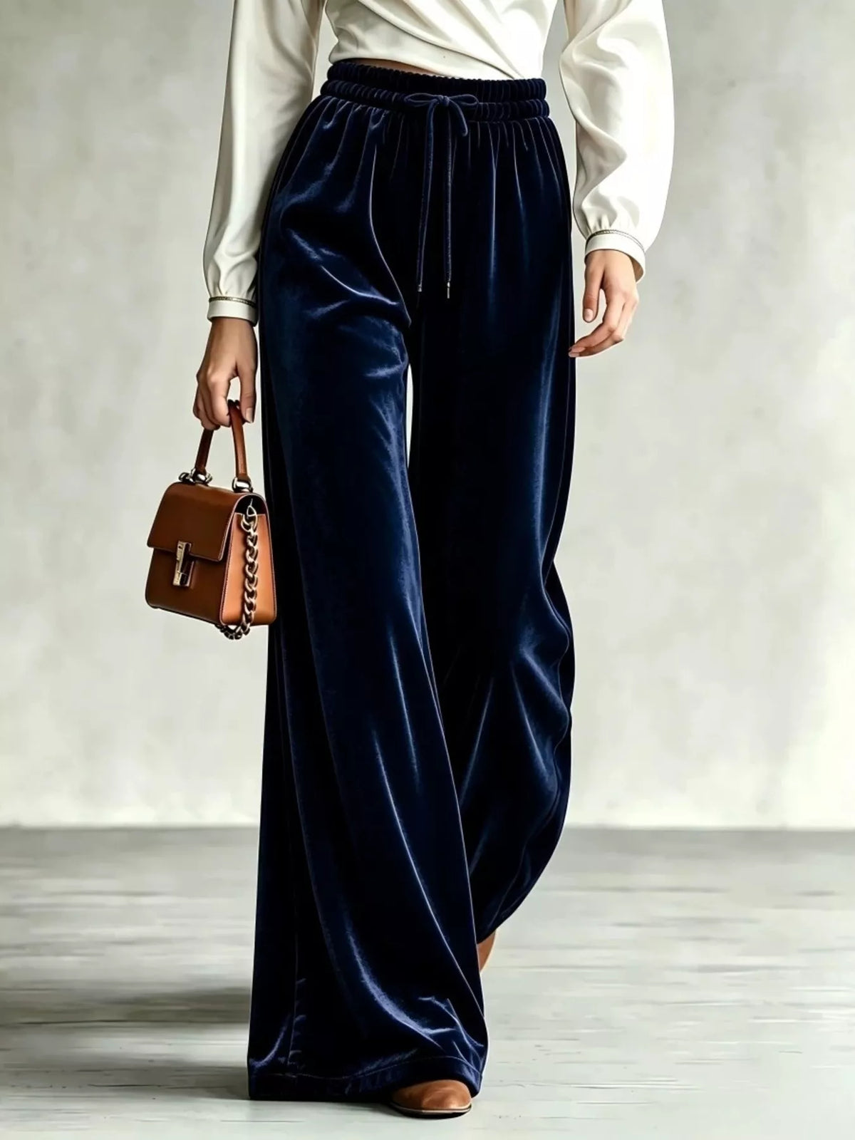 Velvet Wide-leg Pants Drawstring (11)