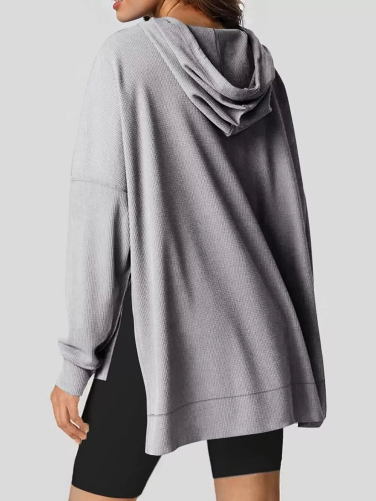 Oversized Drawstring Side Slit Hoodie (17)