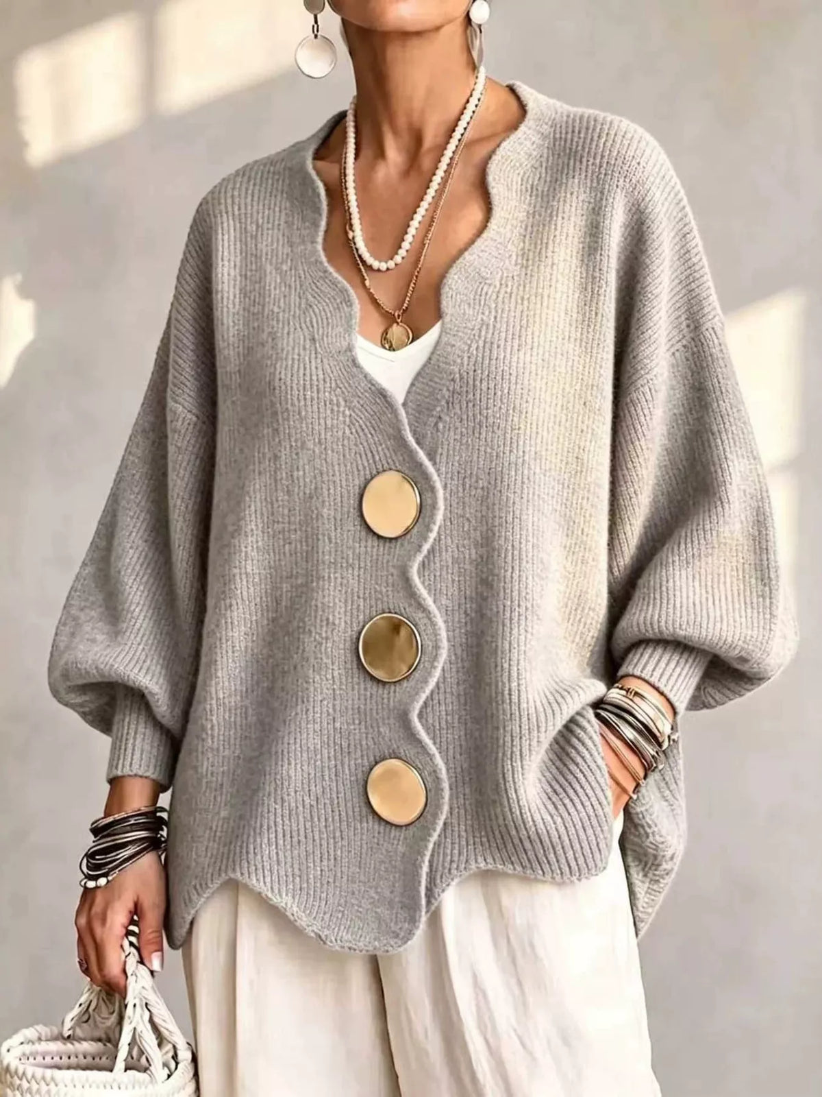 Full Size Scalloped-edge Oversized Button-down Cardigan Plus (13)