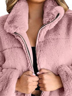 Full Size Faux Fur Cropped Zip-up Jacket Plus (14)