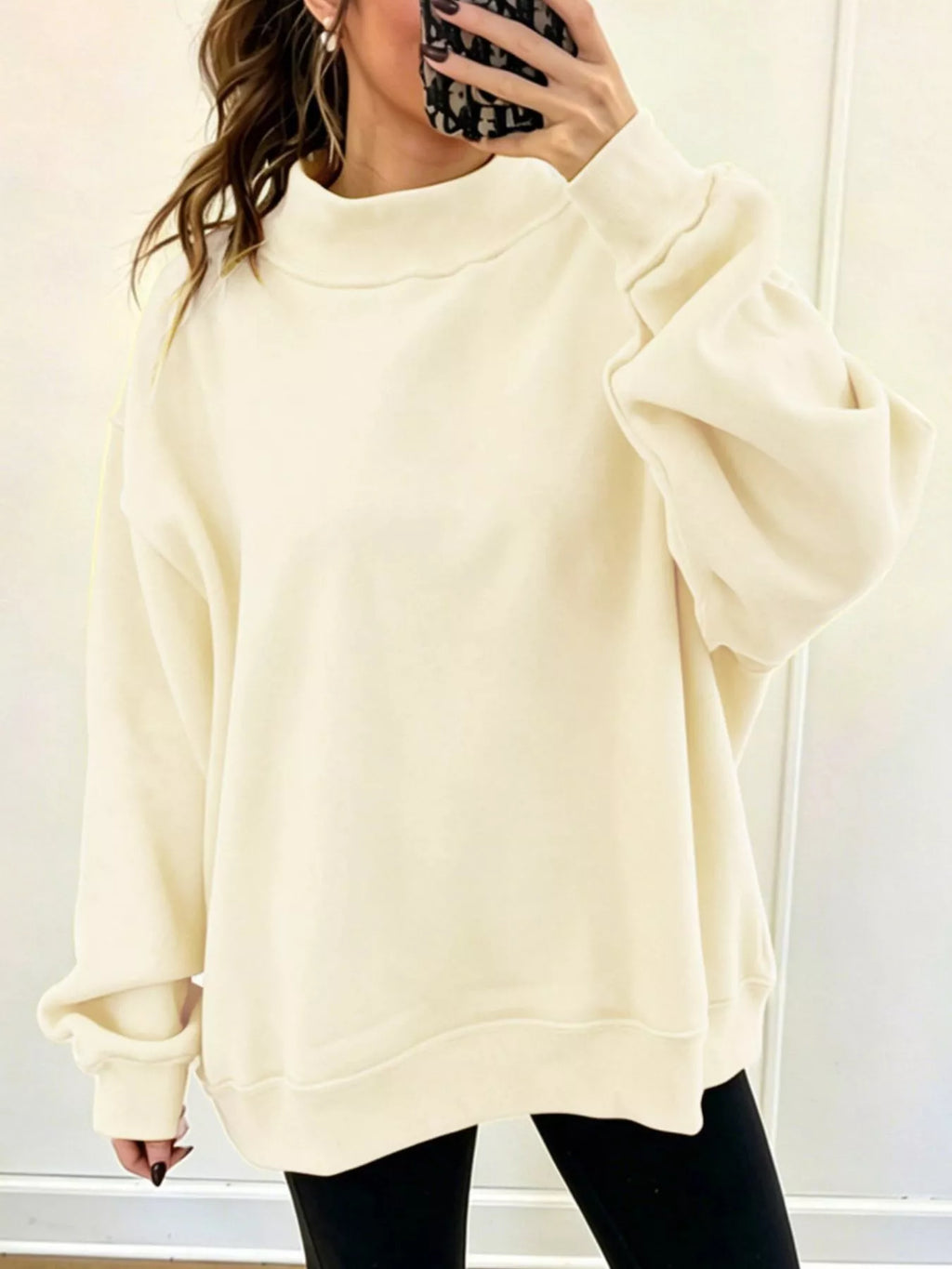 Mock Neck Dropped Shoulder Sweatshirt (22)