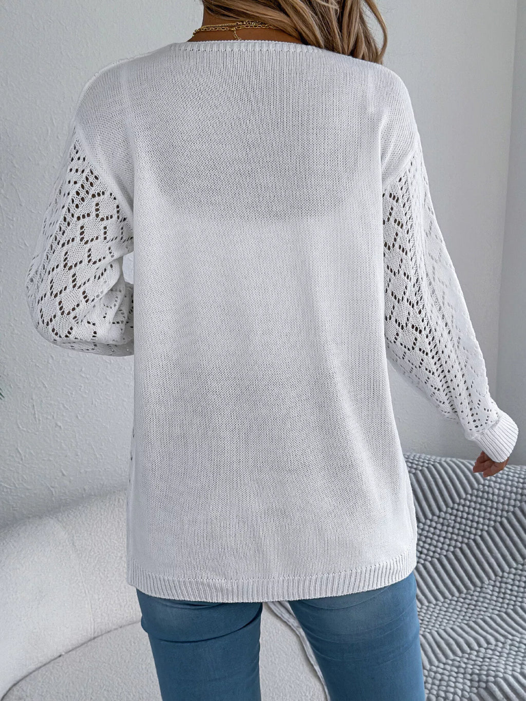 Openwork Open-front Long Sleeve Cardigan (14)