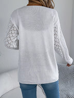 Openwork Open-front Long Sleeve Cardigan (14)