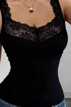 Lace Trim Fitted Tank Top (6)
