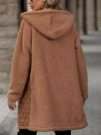 Texture Zip Up Long Sleeve Hooded Coat (4)