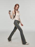 Vintage Washed Distressed Straight Leg Jeans photo 2