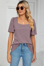 Square Neck Short Sleeve T-shirt (20)