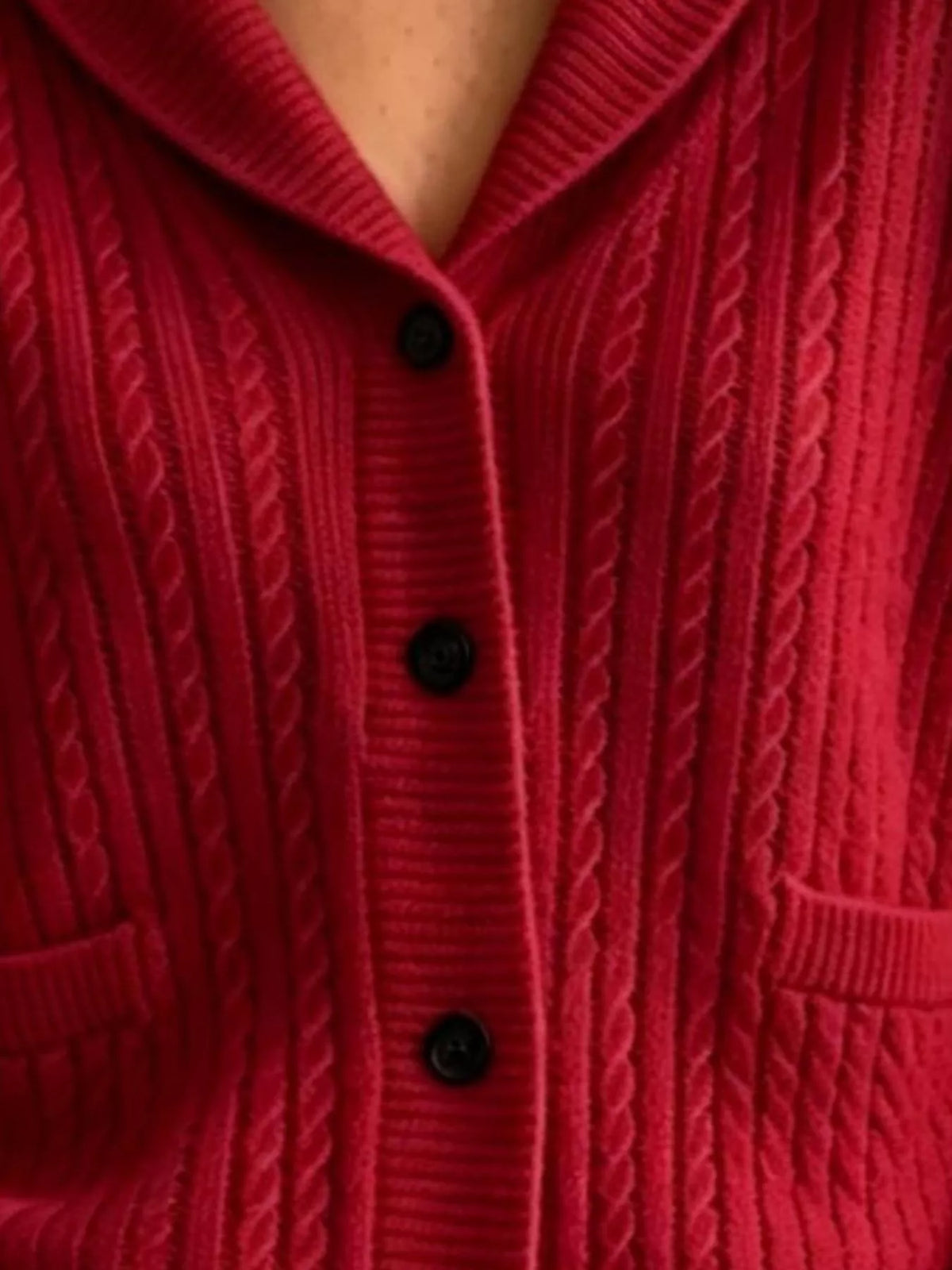 Full Size Shawl Collar Cable Knit Cardigan Plus (4)