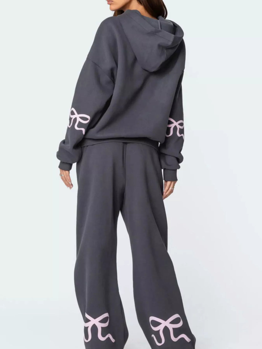 Bow Heart Dropped Shoulder Hoodie Pants Set (11)