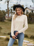 Ribbed Round Neck Long Sleeve Tee (19)