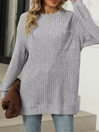 Ribbed Knit Round Neck Sweater (16)