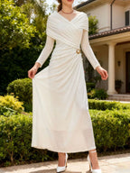 Ruched Draped Long Sleeve Maxi Dress (2)