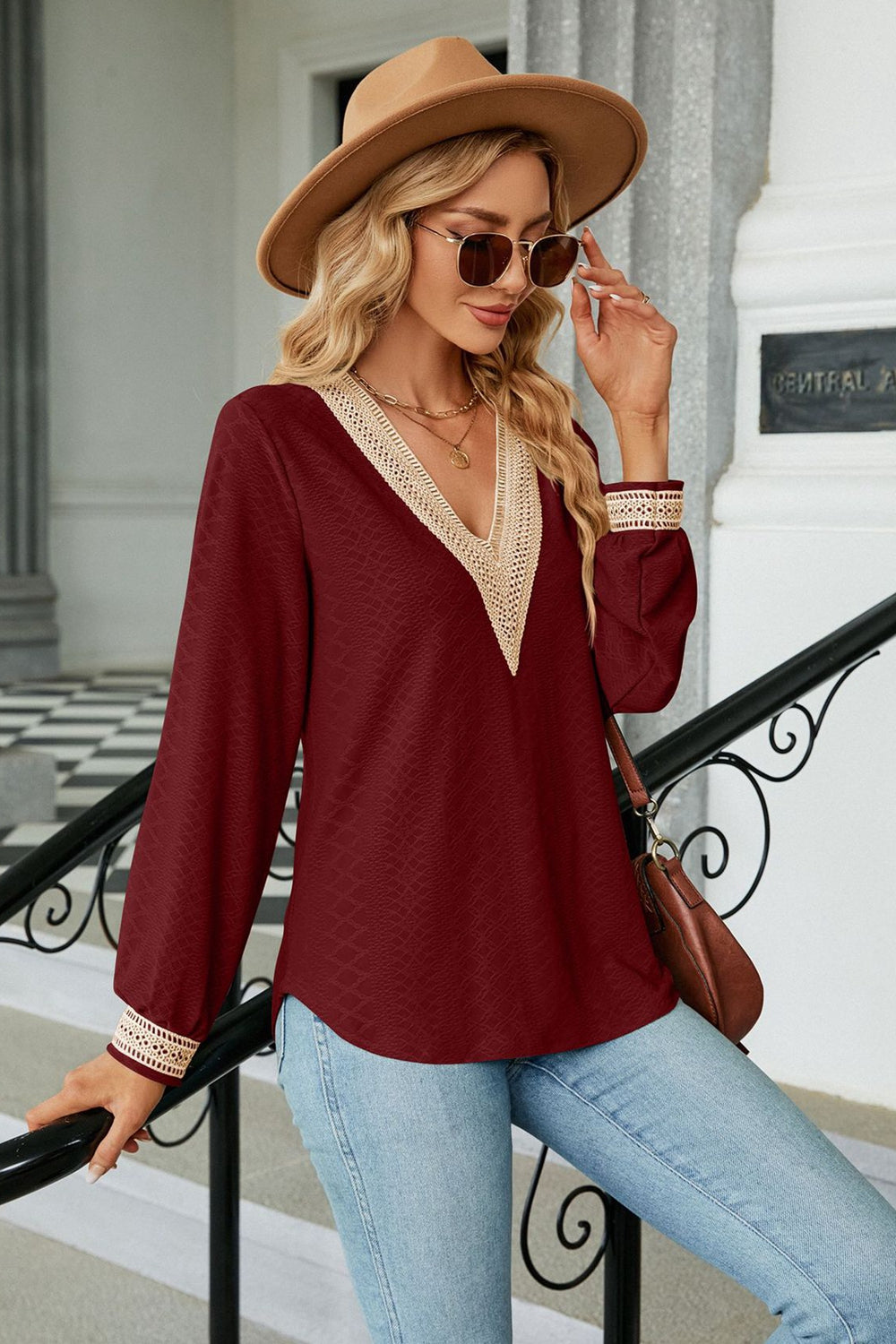 V-neck Long Sleeve Blouse (14)