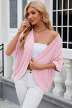 Eyelet Open Front Half Sleeve Cardigan (15)