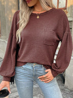Waffle Knit Round Neck Top (12)