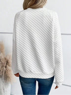 Quilted Texture Long Sleeve Sweatshirt Notched Neck (4)