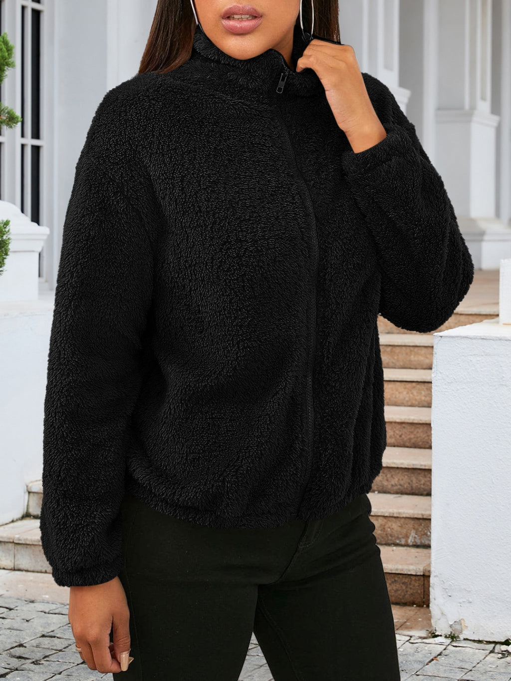 Zip Up Turtleneck Long Sleeve Jacket (8)