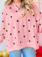 Side Slit Polka Dot Oversized Sweatshirt (9)